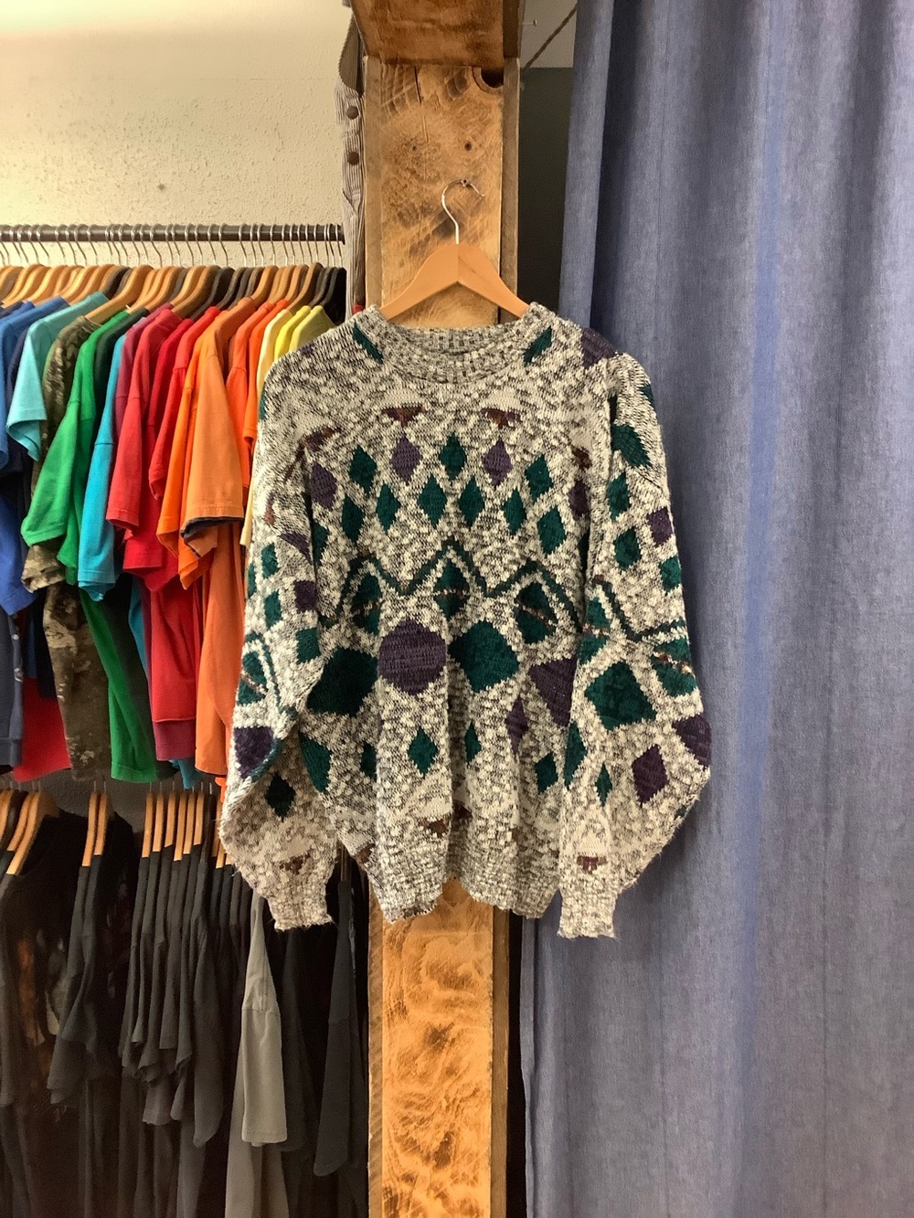 Vintage multicoloured pattered knitted sweater